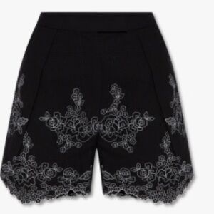 Erdem Violeta Black Floral Embroidered Women's Shorts size 8